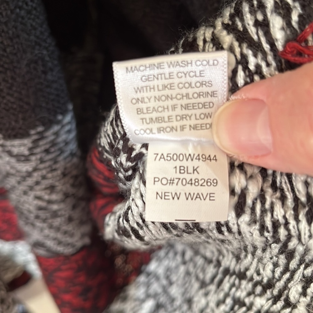 One World open cardigan long black with designed sections long sleeves size 2X - Picture 8 of 14